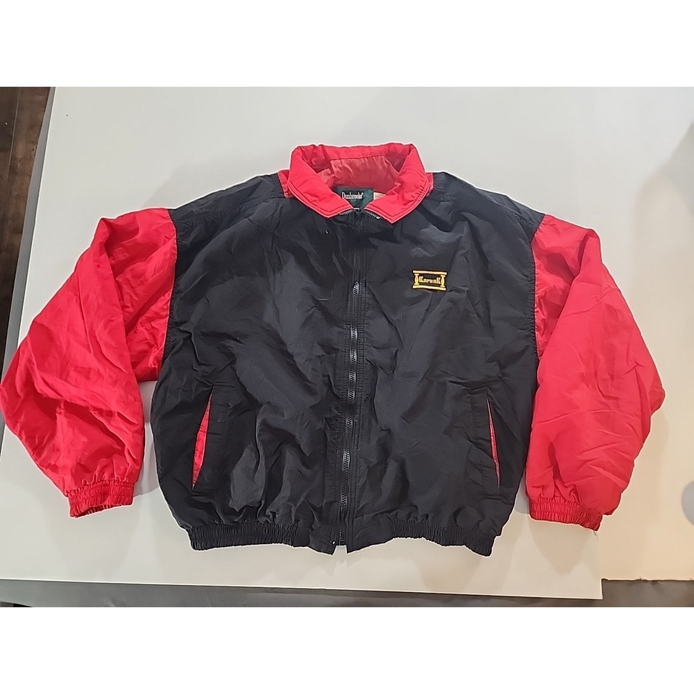 Vintage 90s Karnak Racing Jacket Mens Large L Black Red Yellow Made in USA